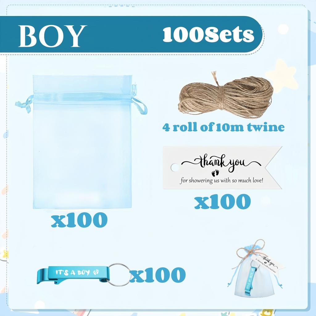 25-100Sets Bottle Openers Keychain Baby Shower Return Favors for Guest Boy Girl Thank You Gifts for Gender Reveal Party Souvenir