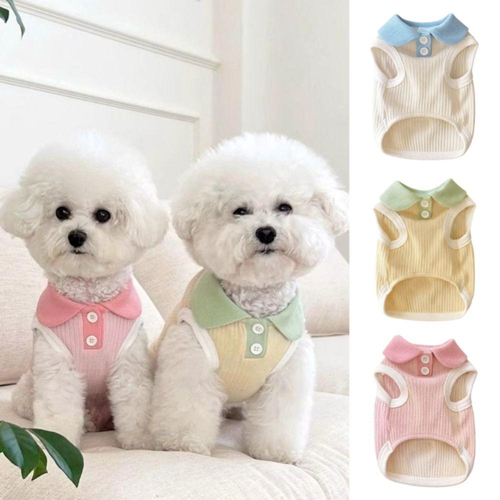 Fashion Breathable Dog Shirt Soft Macaroon Color Dog Clothes Solid Color Cooling Puppy Vest Summer Season