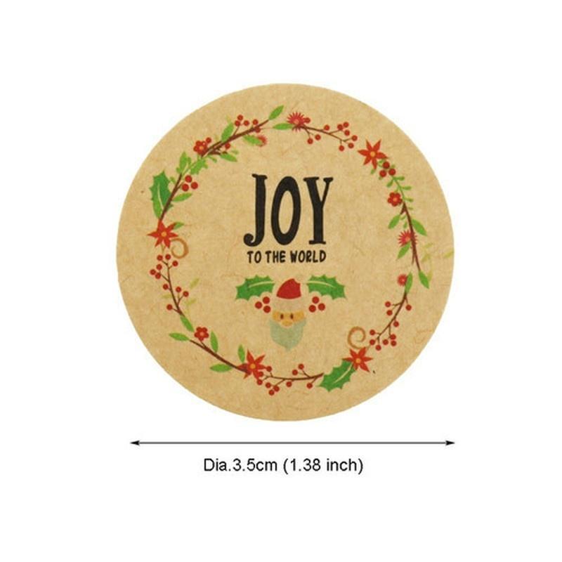 120Pcs Christmas Joy To The World Have A Holly Jolly Cake Packaging Sealing Label Kraft Sticker LS