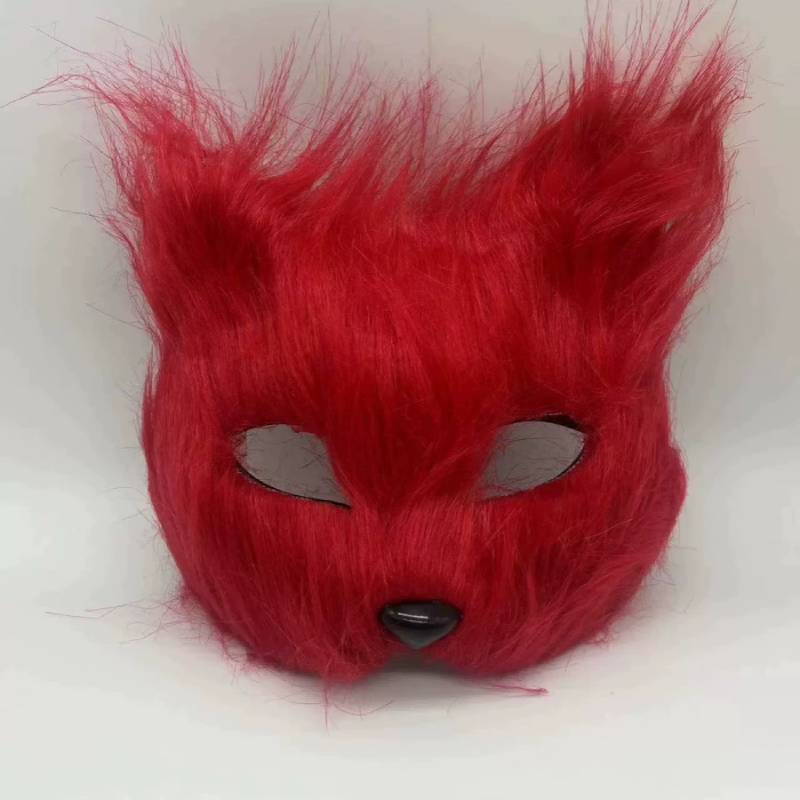 Masquerade Theme Halloween Party Furry Fox Half Mask Animal Cosplay Make Up