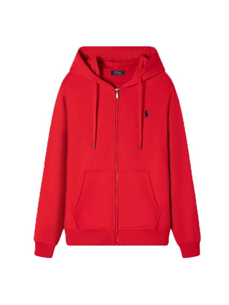 Herren-Kreuzstich Kleines Pferd Polo-Strickjacke Hoodie - Frühling/Herbst Freizeitjacke mit Kapuze