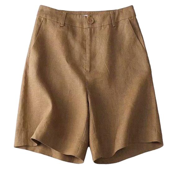

Women Summer Shorts Pocket Breathable Solid Color Straight Knee Length Daily Wear Loose High Waist Wide Leg Lady Shorts Female Clothes M brick червоний колір