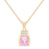Titanium Steel Pink Zircon Necklace Female Court Retro Ethnic Style Exquisite Pendant Same Accessories