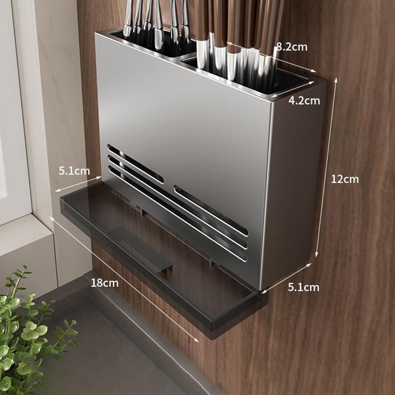 Knife Rack Kitchen Stainless Steel Multi-Functional Wall-Mounted No-Drill Knife Holder A2