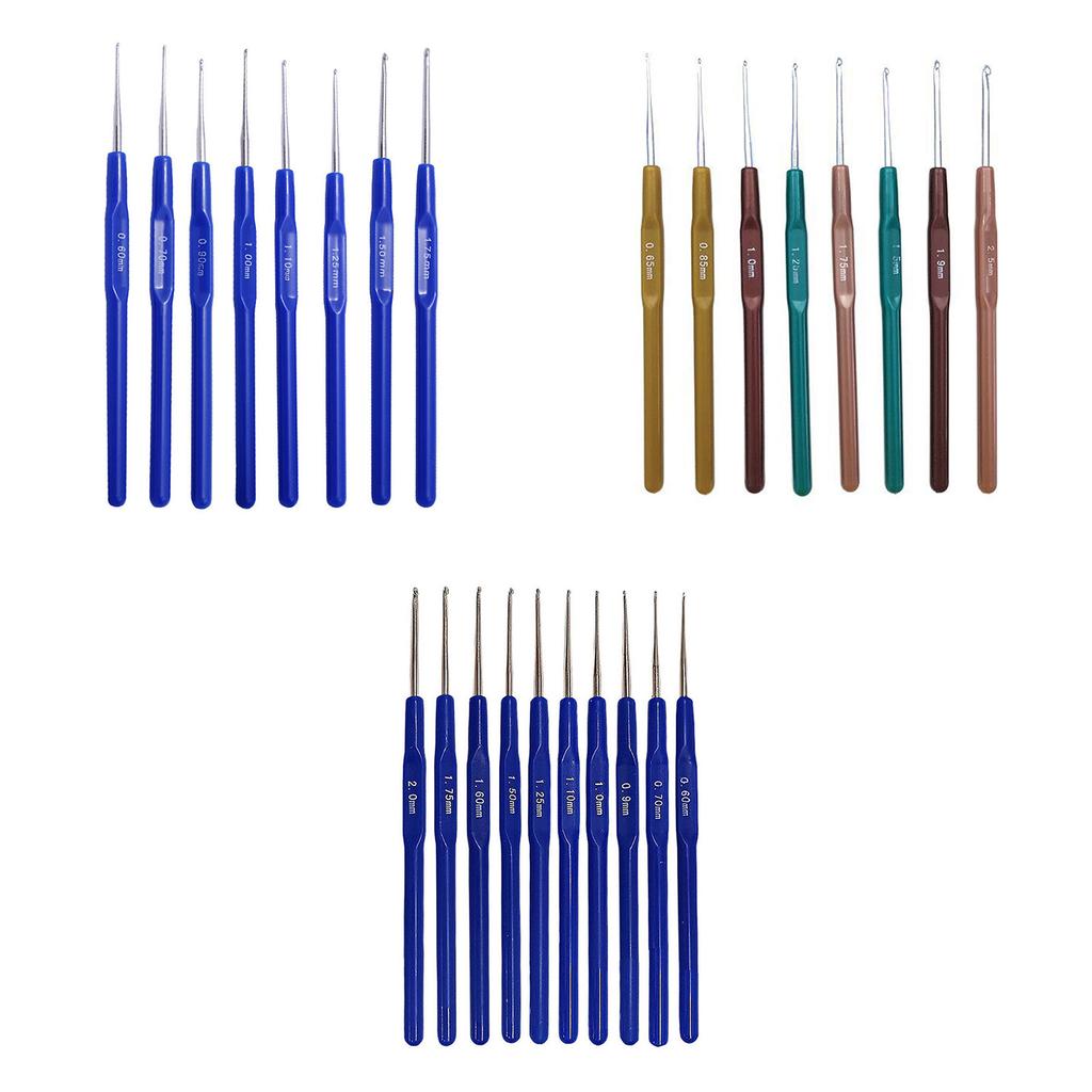 8/10 Pieces Ergonomic Crochet Hooks Set 0.6mm-2.0mm Different Sizes Crochet Hooks Knitting Needle for Lacework Craft