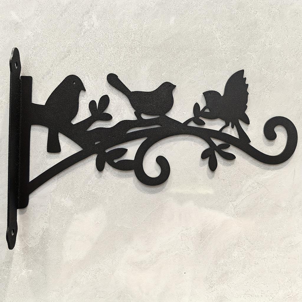 One Set2This plant hanger features black metal hooks designed to resemble three birds and a leaf Sturdy outdoor hooks are suitable for flower