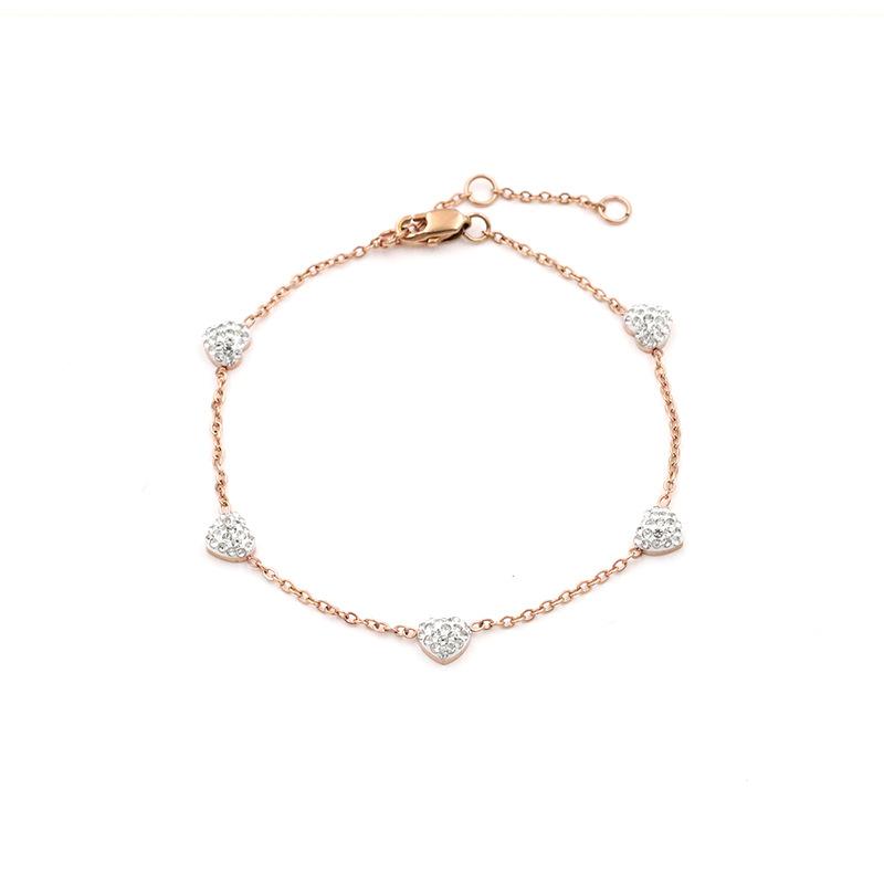 Accessories Simple Versatile Zircon Titanium Steel Jewelry Women'S Fresh And Sweet Color Zircon Love Bracelet