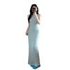 Warm as Yuxia's new sexy slim-fitting hip-wrapped long dress, pure desire texture, sleeveless waist-closed knitted dress for women
