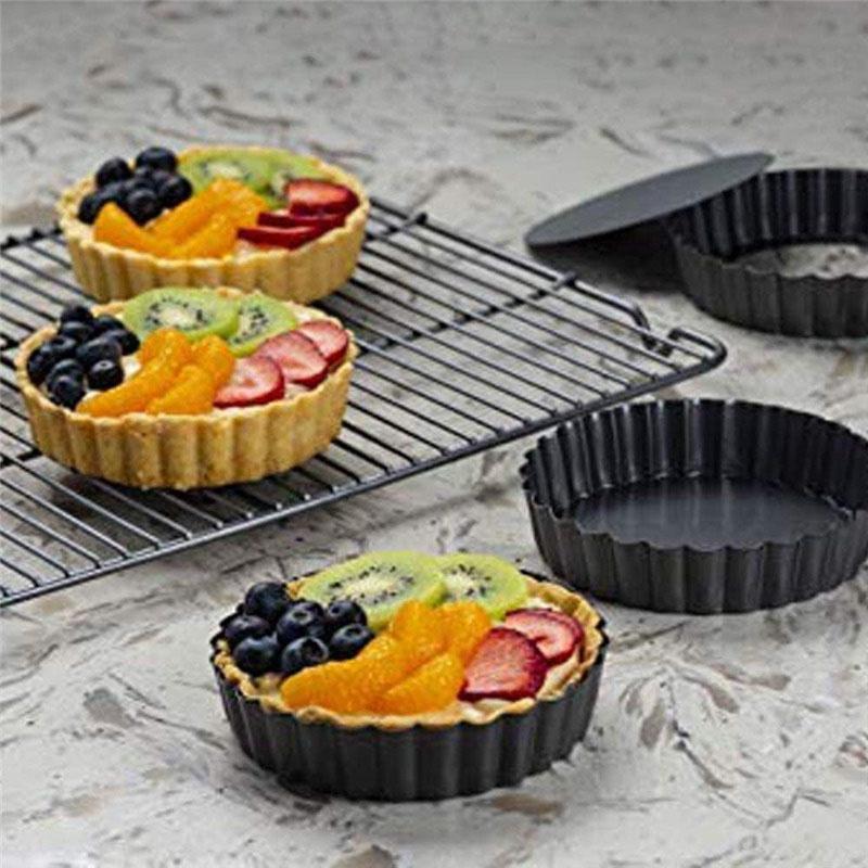 Black Carbon Steel Non-stick Tart Pan for Making Pizza, Roast Chicken, Cake