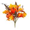 Bouquet Autunnale Artificiale con Zucche in Tessuto Foglie d'Acero Bacche di Grano, Fiori Finti e Decorazioni Autunnali per Centrotavola del Ringraziamento, Stagionale