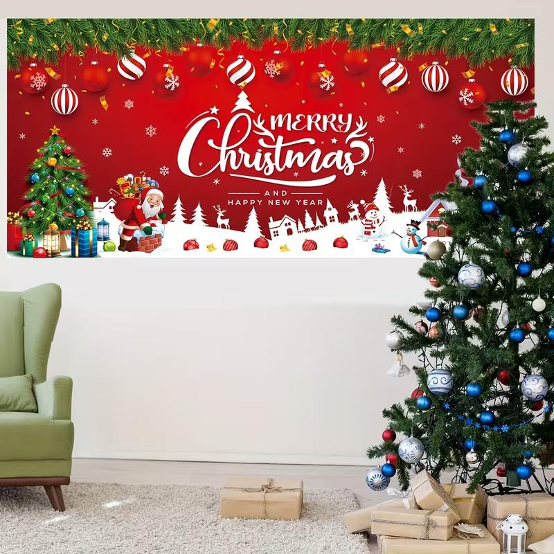 2D Festive Red Christmas Backdrop for Holiday House & Garage Studio Shoots