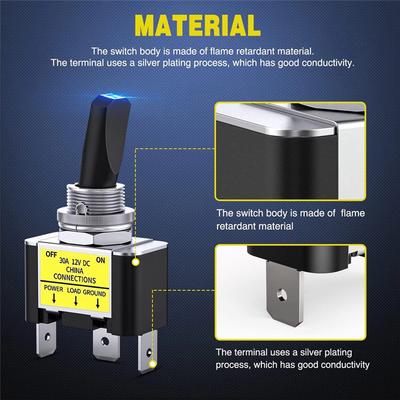 Fresh 3 Pin SPST Rocker Switch LED Toggle Switch On Off 12V 30A Blue Lighted Metal Heavy Duty 12Mm Mounting Hole