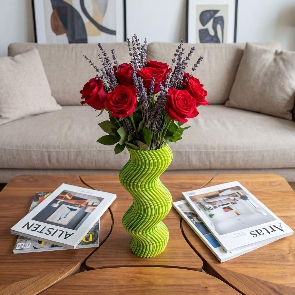 Twisted Design Modern Twisted Flower Bottle Gradient Color Plant Pot Home Desktop Decorations