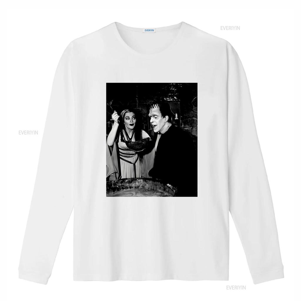 Vintage Retro The Munsters Classic Horror TV Show Black White Print Casual T Shirt Vintage Washed Streetwear Unisex Stylish