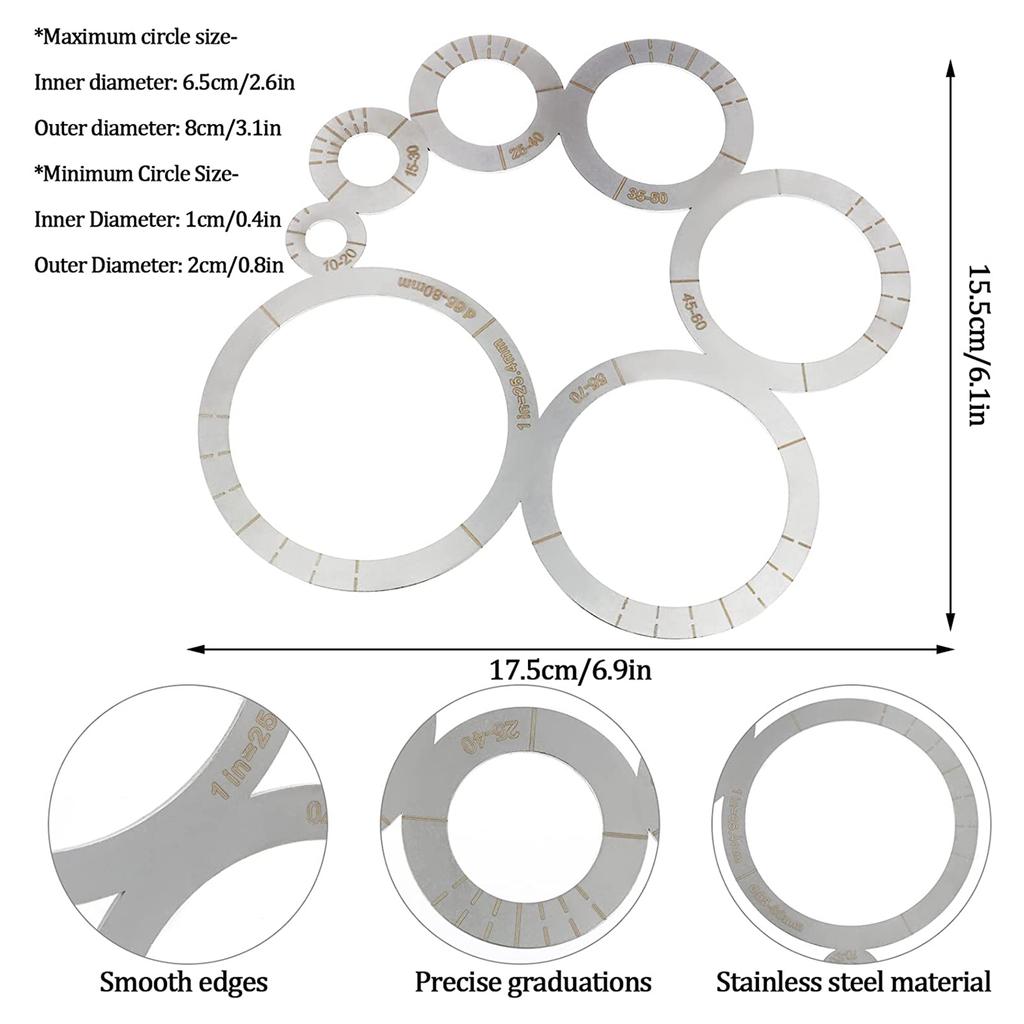 Round Leather Corner Cutting Ruler Tool for Leather Projects