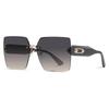 Trendy Rimless Sunglasses Women Fashion Oversized Square Sun Glasses Elegant Pearl Black Shades for Outdoor Travel
