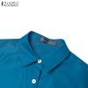 ZANZEA Women Summer Turn Down Collar Casual Short Sleeve Print Shirt Dress