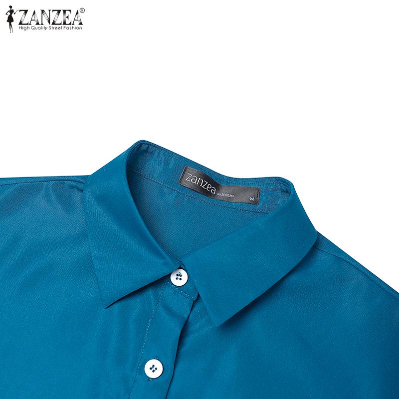 ZANZEA Women Summer Turn Down Collar Casual Short Sleeve Print Shirt Dress