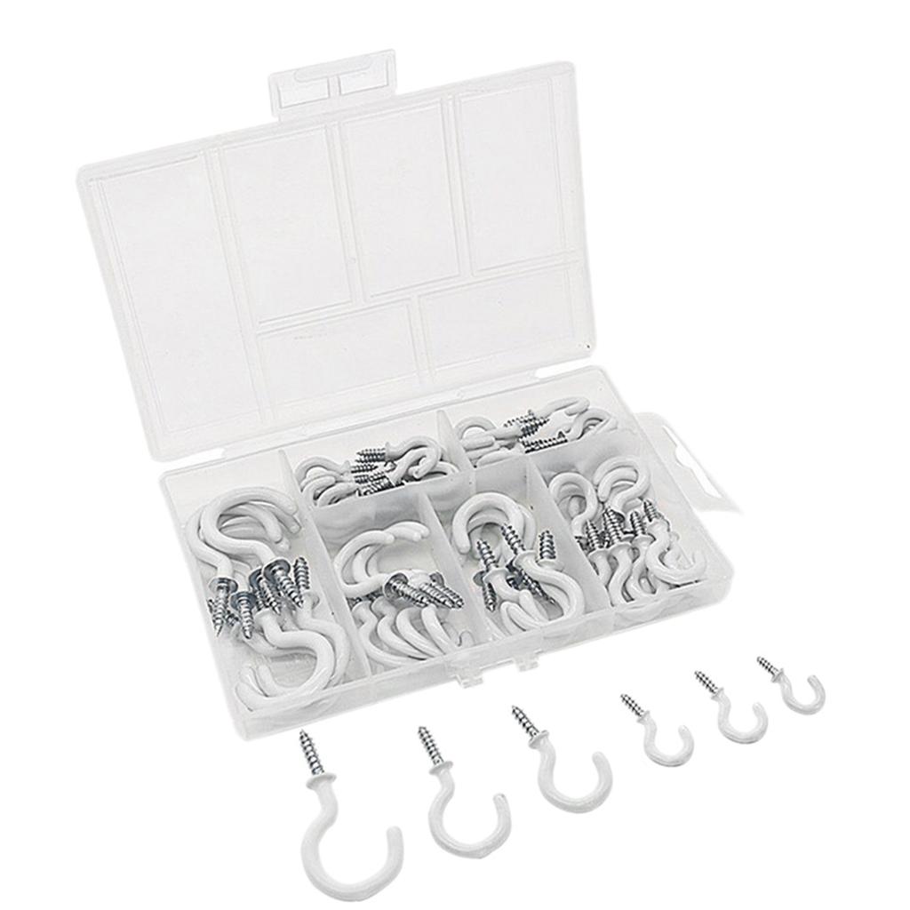 70PCS Ceiling Hooks Heavy Duty Screw Cup Hook for Bathroom Kitchen Wall Ceiling Hanging Various Size Combination Package