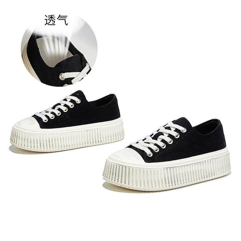 Neue Leinenschuhe Herbst Retro polierte Keks-Schuhe lässige kleine weiße Schuhe Damen Dicksohlen-Schuhe Mode Damenschuhe