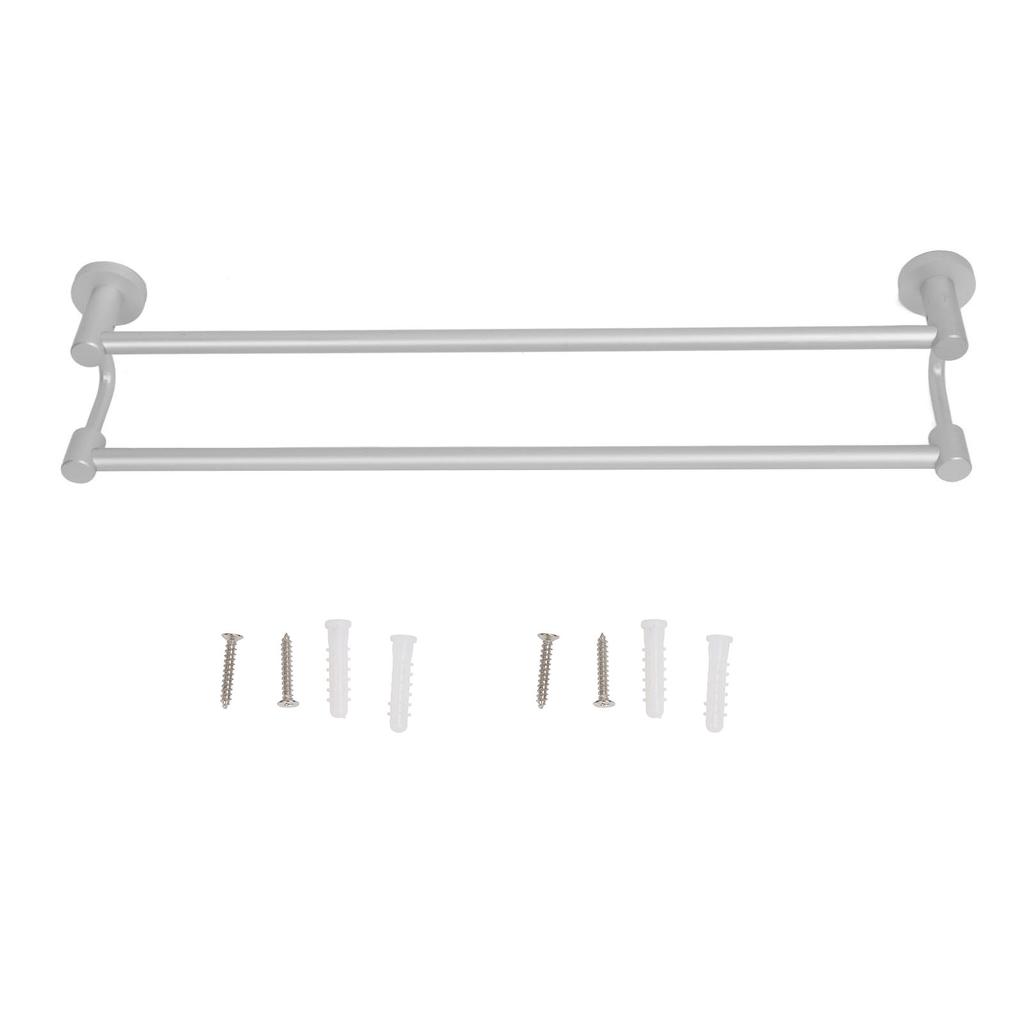 Bath Towel Bar Aluminum Alloy Rust Proof Double Rod Wall Mounted Towel Rack for Bathroom Kitchen
