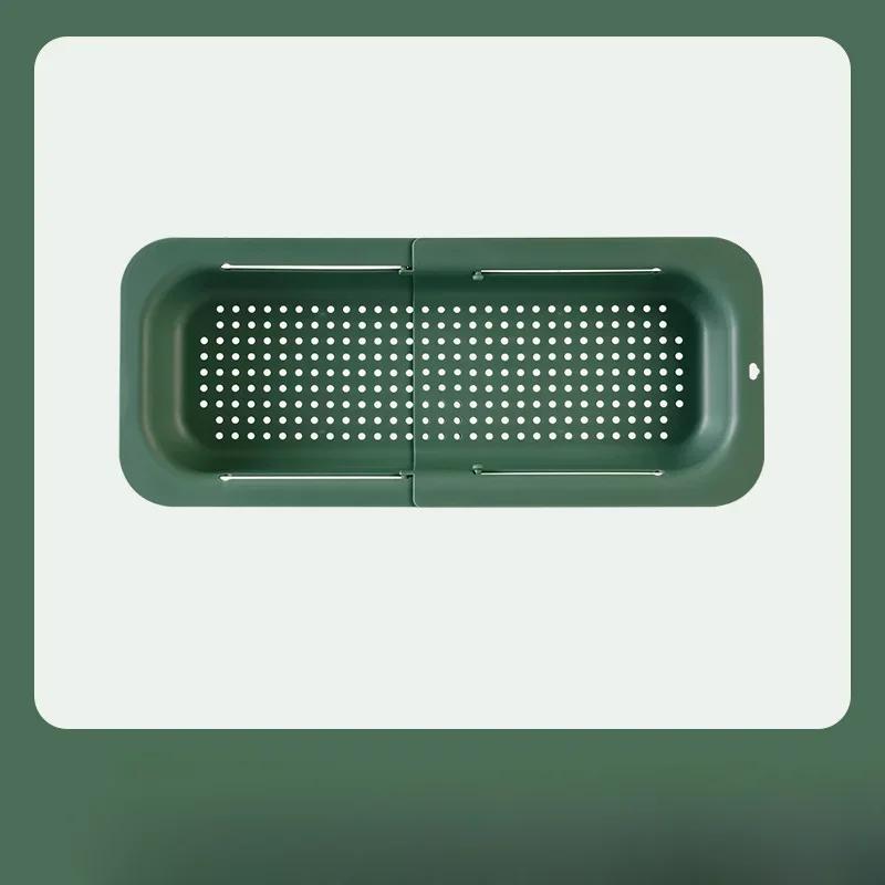 

Выдвижная полка для слива раковины Корзина для слива посуды Регулируемая полка для овощей и фруктов Корзина для фильтра для раковины Кухонные принадлежности зелёный