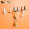 4pcs/set Towel Hook Plastic Door Hook Self-adhesive Wall Mounted Coat Rack Key Hanger Home Decoration