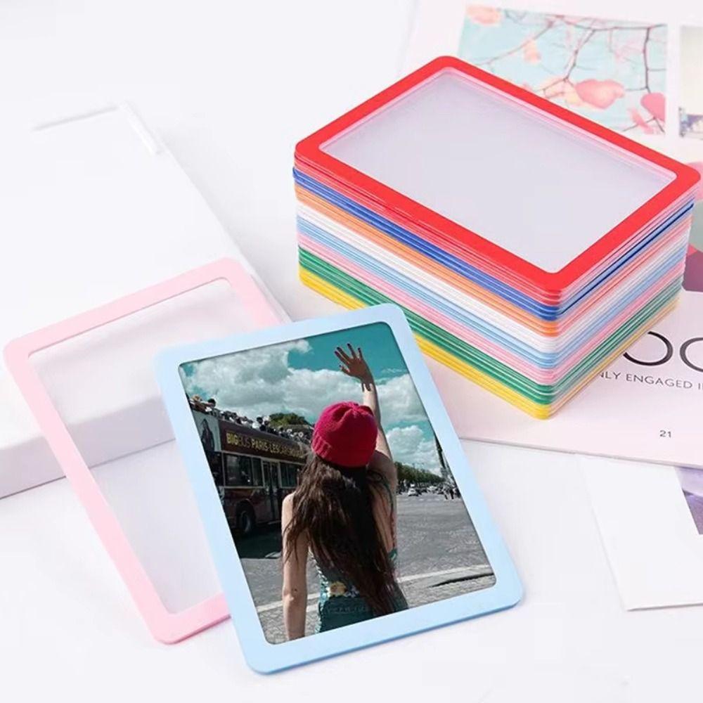 5 PCS New PVC Transparent Card Holder Clear Colored Borders Hard Edge Card Sleeve High Definition Smooth Photo Holder