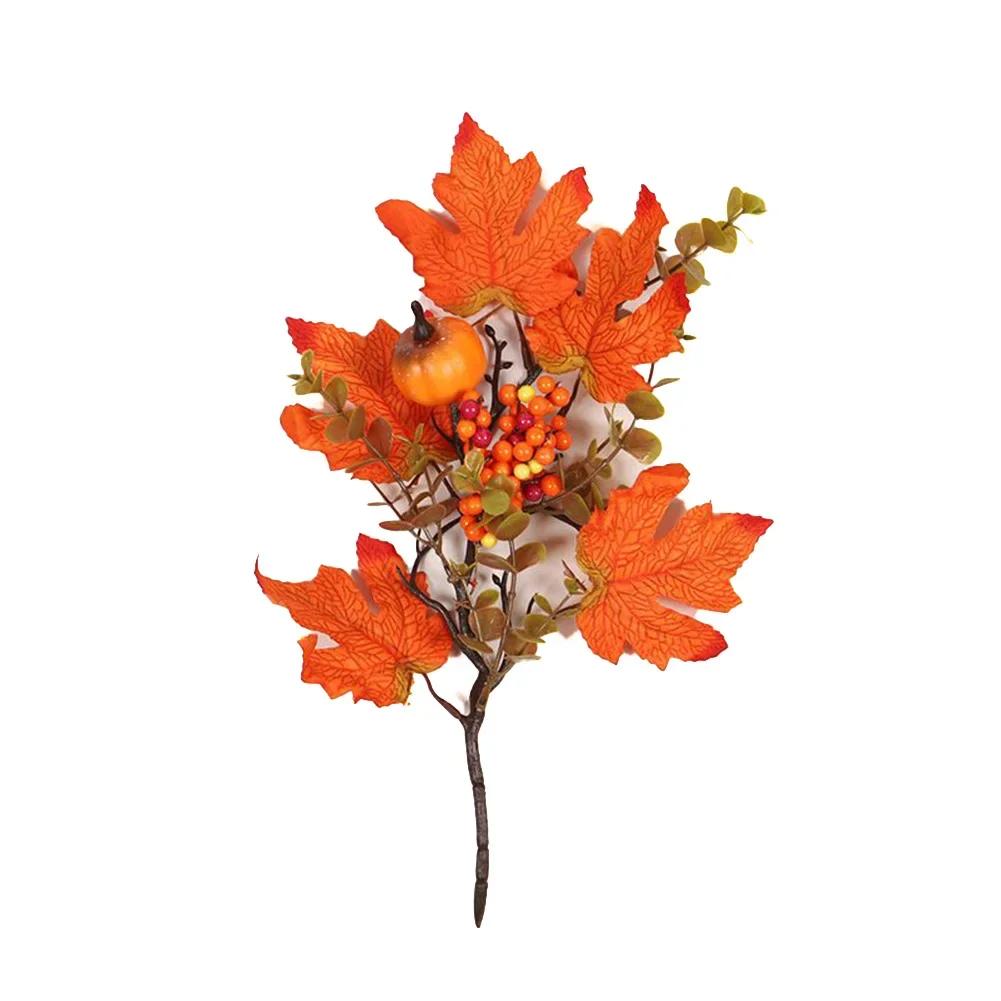 Artificial Maple Leaves Branch Fake Fall Leaves Stems Plants Outdoor Home Decor Outdoor Artificial Flower New Year 2025 Decor