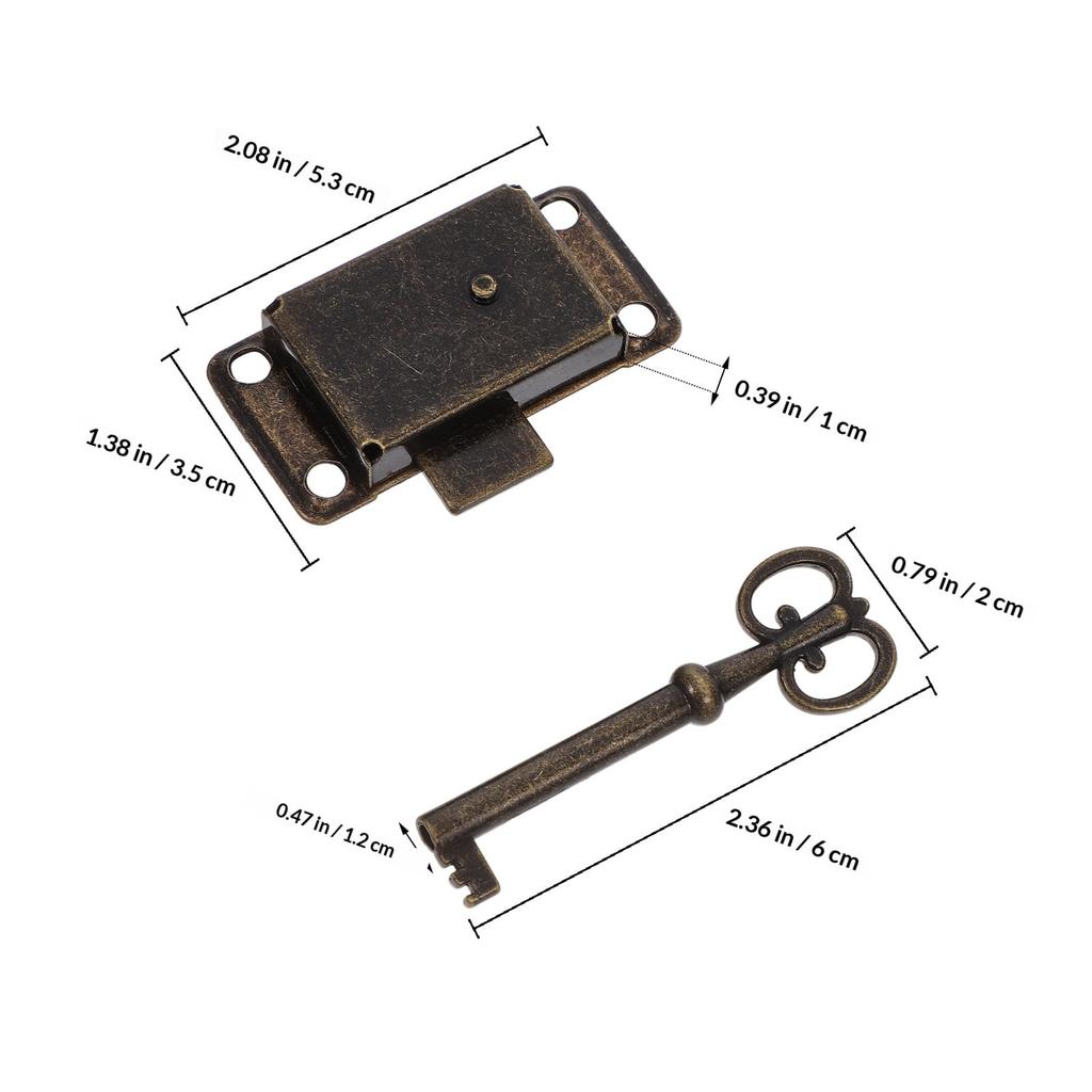 1Set Vintage Lock Set Cabinet Drawer Lock with Key for Jewelry Box Cupboard Cabinet Desk Furniture Zinc Alloy Iron