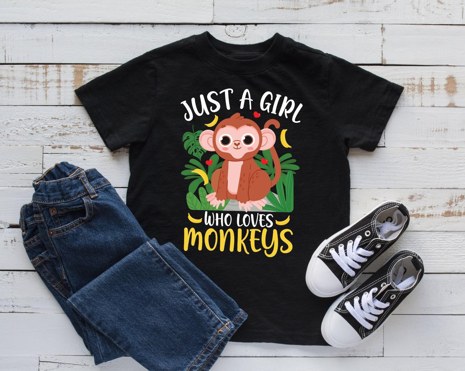 Just A Girl Who Loves Monkeys Shirt, Cute Monkey Kids Tee, Monkey Zoo T-shirt, Child T-Shirt, T-shirt,T-shirt M