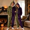 Adult Halloween Pajama Costume with Hood and Zipper Long Sleeve for Men Women