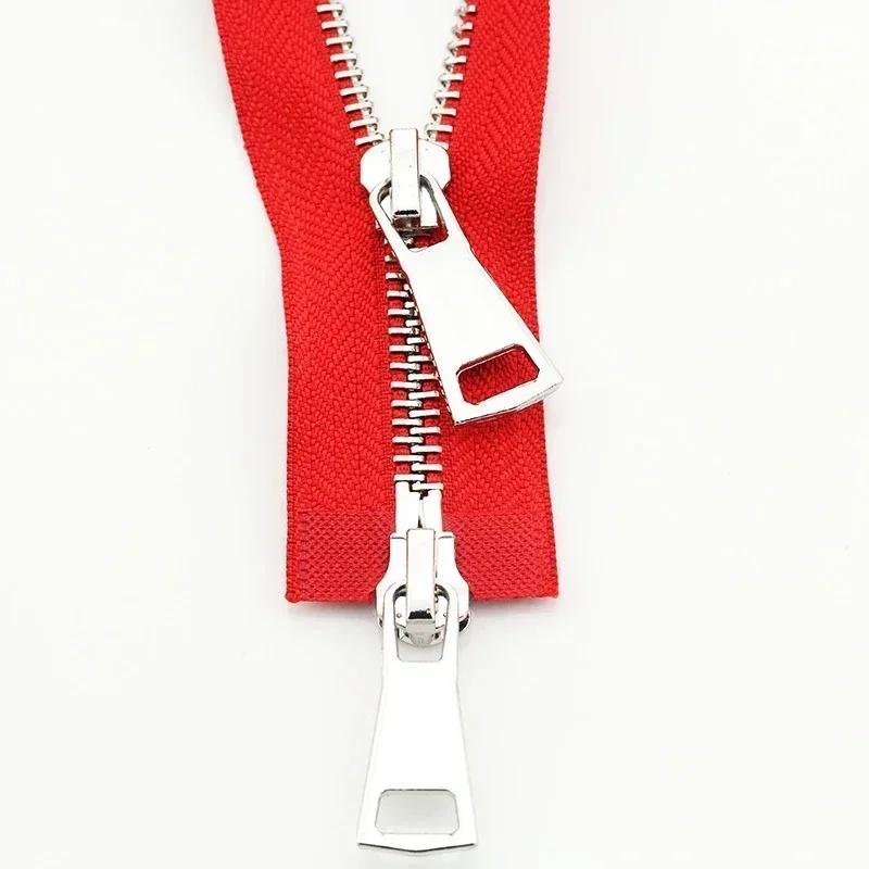 1-5 Stück 5# Metallreißverschlüsse 70/90/120cm Zweischieber Offener Reißverschluss für Daunenjacke Auto-Lock Reißverschluss Nähzubehör für Bekleidung