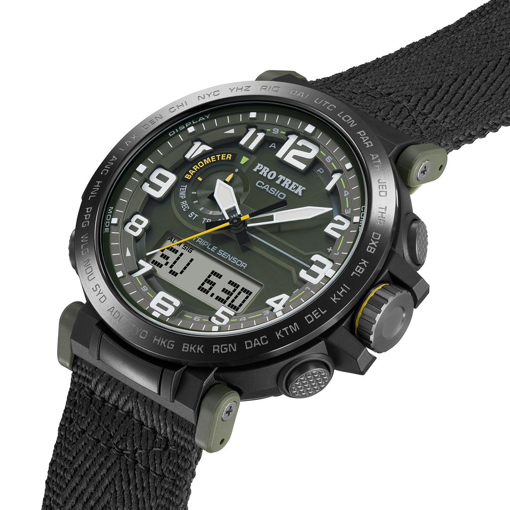 Casio Men's Stainless Steel 100M Water Resistant Digital Alarm Quartz Watch PRG-601YB-3