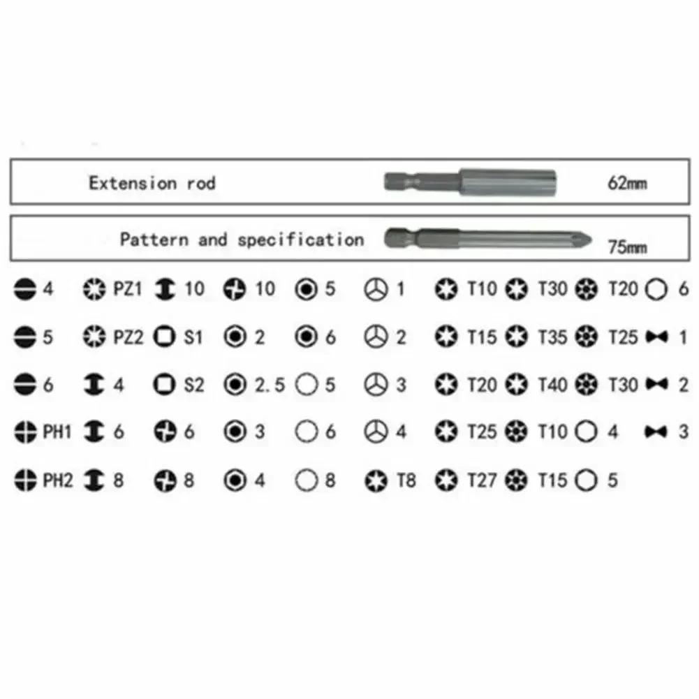 36/50PCS Extended Batch Head Rod Set Cross Word Lengthened Screwdriver Bit Extension Rod Batch Head Electric Drill Set Tool