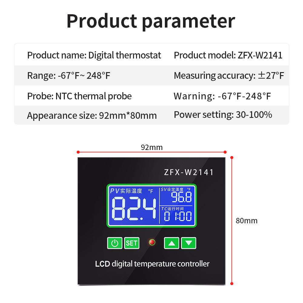 W2141 Relay Digital Temperature Controller Thermostat Regulator Heating Cooling Control Switch 220V Thermoregulator With Sensor