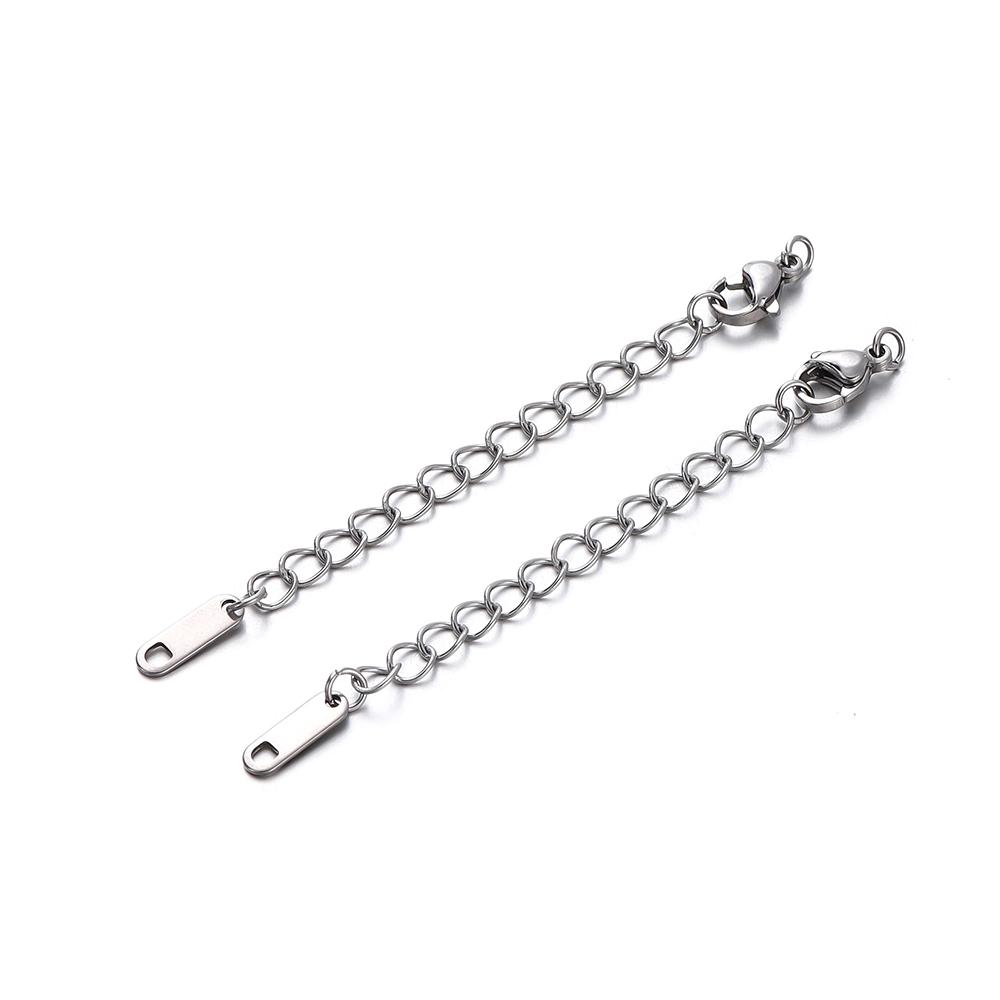 10pcs Stainless Steel Extension Extended Tail Chains Lobster Clasps Connectors DIY Jewelry Making Findings Bracelet Necklaces