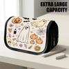 1pc Large Capacity Thickened Oxford Flip Top Pencil Case Suitable for School & Office, Double Layer Zipper Multifunctional Storage Bag with Ghosts/Pum