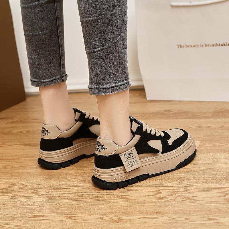 Leder Low-Top Board Schuhe Damen Herbst Plateau Bequem Vielseitig Mode Lässig Weiche Basisplatte Schuhe