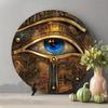 Egyptian Hieroglyphics Gold Blue Vintage Metal Wall Art Historical Decor Gift