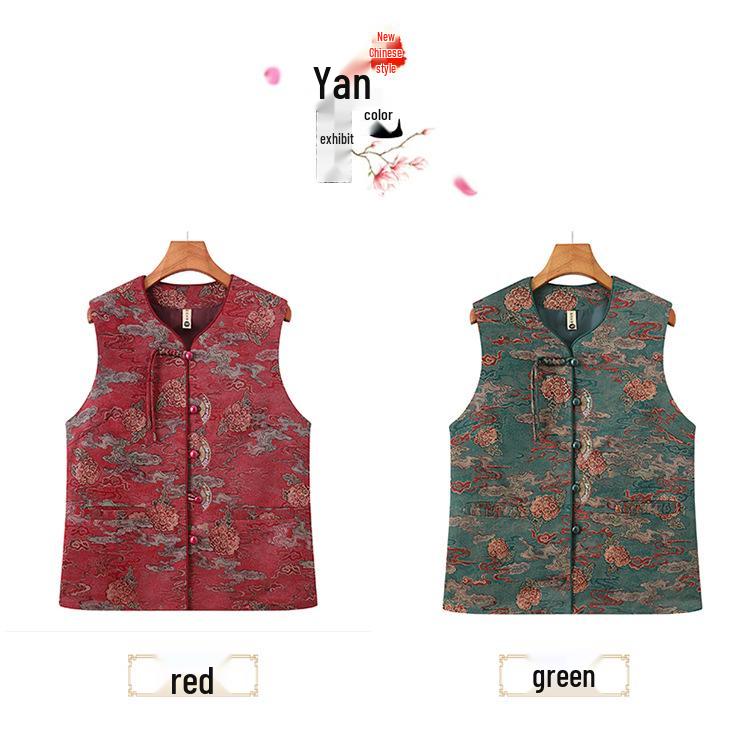 Chinese Style Cardigan Vest for Seniors – Lightweight, Plus Size Shawl Jacket