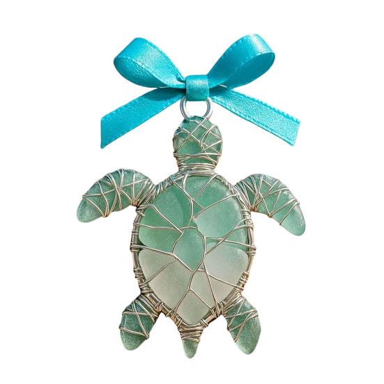 Handgemaakte Zee Glas Oceaan Ornamenten 2D Acryl Kust Hangende Ornamenten Zee Schildpad Octopus Zeepaardje Vis Cadeaus voor Boom Huis Decoratie Strand Liefhebbers