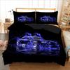 Sport Racing Car Duvet Cover Set Blue Race Car Bedding Set Full Size Boys Blue Flame Extreme Speed Sports Car Comforter Cover