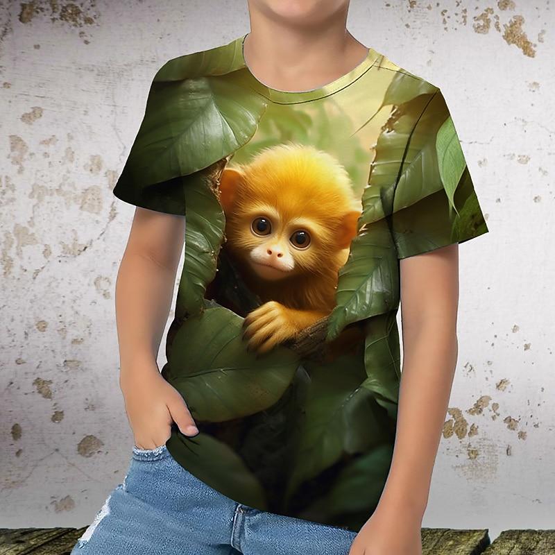 3D Print Summer Spring Sports Fashion Streetwear Kids  Crew Neck Casual Daily Outdoor Regular Top