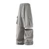 Men's Light Blue 2-in-1 Convertible Cargo Pants Detachable Wide Leg Shorts with Pockets