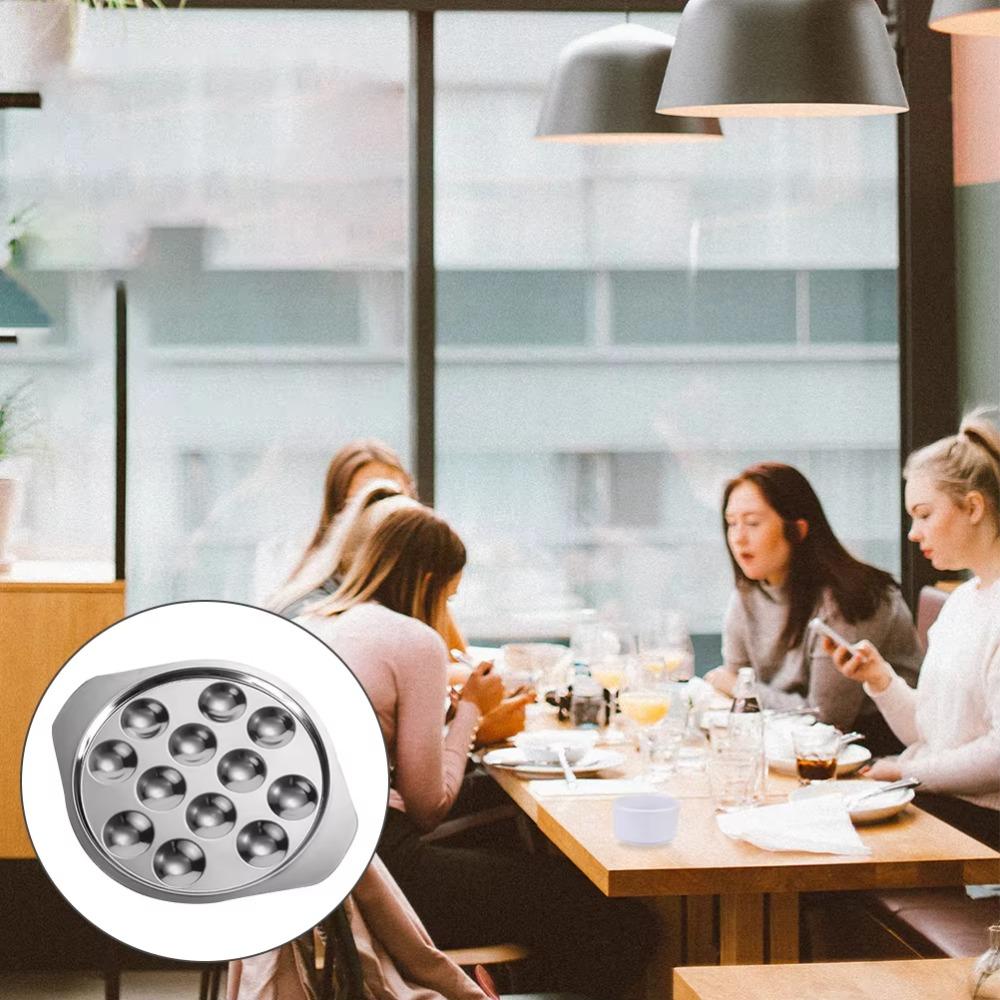 3PCS/SET Round Escargot Serving Tray Elegant Seafood Plates Conch Plates Oyster Plate  Kitchen