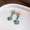 Ocean Style Starfish Stud Earrings Glass Summer Jewelry Gifts Trendy Animal Dangles  for Women