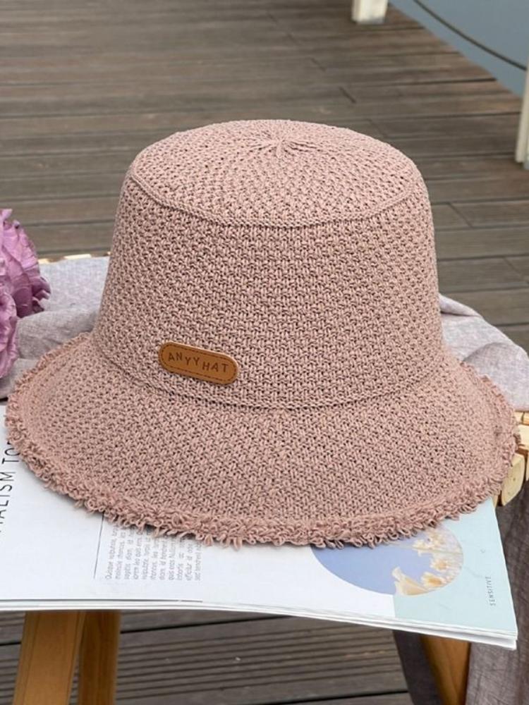 Women's Summer Knitted Straw Bucket Hat - Breathable Frayed Edge Sun Hat, UV Protection Casual Fisherman Cap for Beach Travel