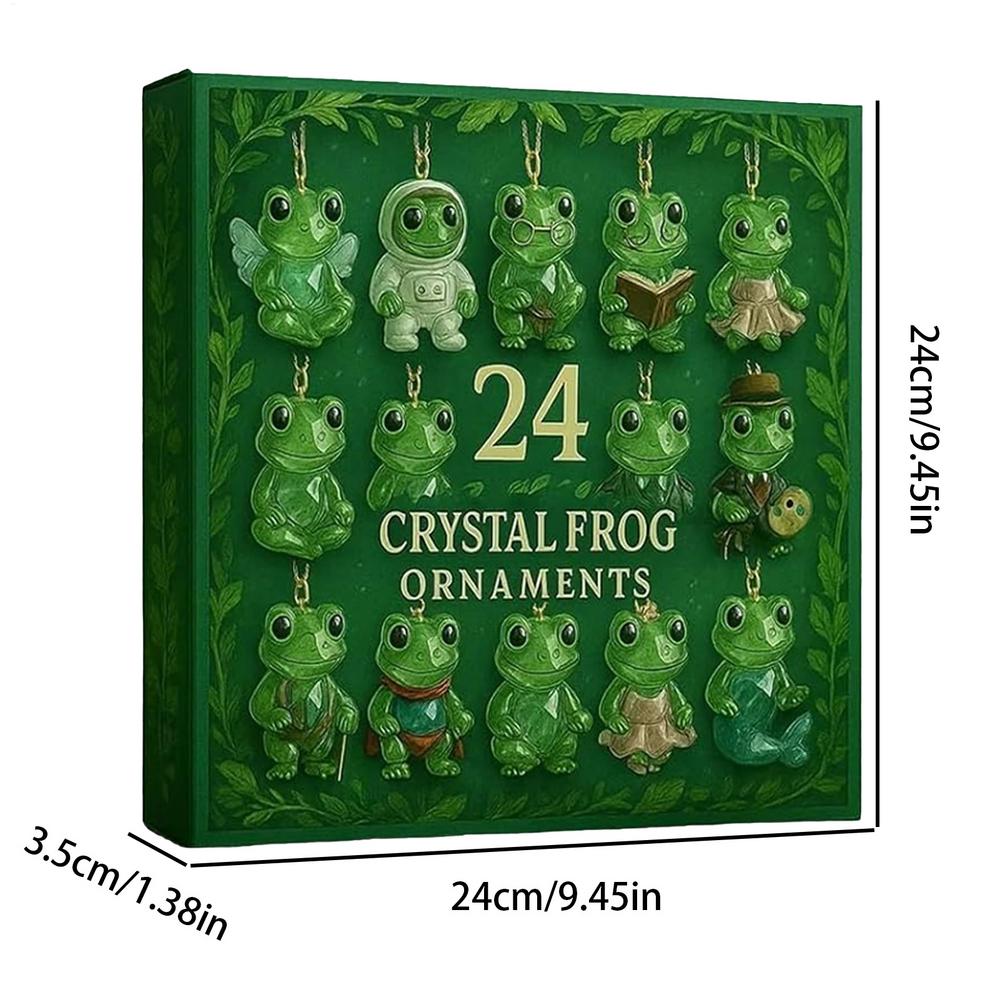 

Frog Arrival Calendar 2025 2D Printed Toys 24 Day Christmas Countdown with Mini Flat 2D Acrylic Frog Doll For Christmas Decor one size зелений