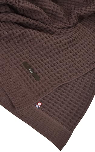 

hogu Imabari Towel Waffle Blanket, Single, Brown, 140 x 190 cm, 100% Cotton, Made in Japan, Lightweight